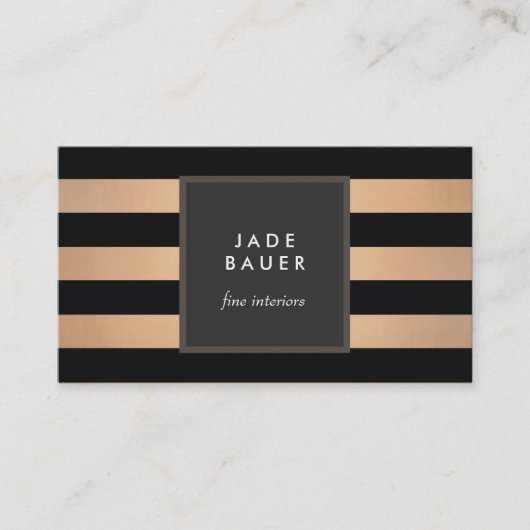 Moderner Designer für Schwarz und Kupfer Visitenkarte (Vorderseite)