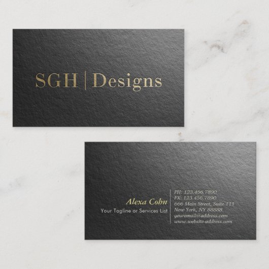 Moderner Designer Minimaler Schwarz & Gold Embosse Visitenkarte (Vorne/Hinten)