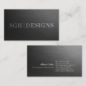 Moderner Designer Minimaler schwarzer Silber Embos Visitenkarte (Vorne/Hinten)
