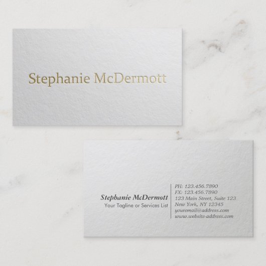 Moderner Designer Minimaler weißer und goldener Te Visitenkarte (Vorne/Hinten)