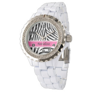 Moderner Designer personalisierter Zebrastreifen D Armbanduhr