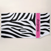 Moderner Designer personalisierter Zebrastreifen D Strandtuch (Vorderseite)