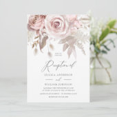 Moderner Designer Rose Blush Hochzeitsempfang Einladung (Stehend Vorderseite)
