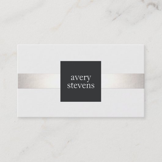 Moderner Designer Silber gestreift Schwarz-Weiß Visitenkarte (Vorderseite)