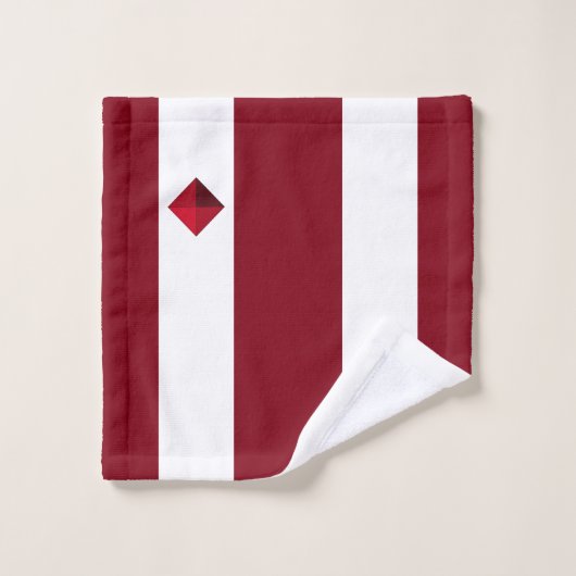 Moderner Diamant auf bordeauxrot und weiß gestreif Badhandtuch Set (Waschlappen)