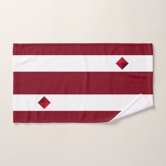 Moderner Diamant auf bordeauxrot und weiß gestreif Badhandtuch Set (Handtuch)