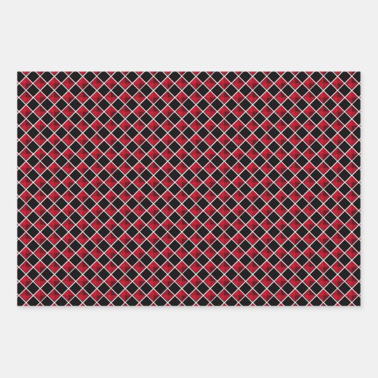 Moderner Diamant in Schwarz und Rot Geschenkpapier Set (Vorderseite 2)
