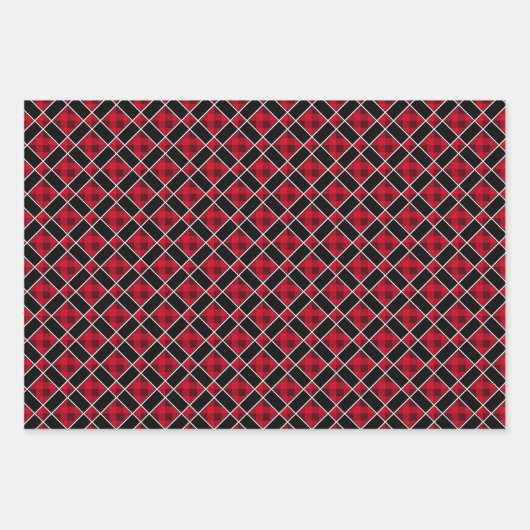Moderner Diamant in Schwarz und Rot Geschenkpapier Set (Vorderseite)