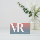 Moderner dicker Brief Starry Gradient Coral Blue Visitenkarte (Stehend Vorderseite)