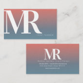 Moderner dicker Brief Starry Gradient Coral Blue Visitenkarte (Vorne/Hinten)