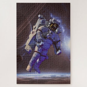 Moderner digitaler Astronautenraum Puzzle