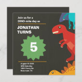 Moderner Dinosaurier-Kindergeburtstag Einladung (Vorne/Hinten)