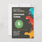 Moderner Dinosaurier-Kindergeburtstag Einladung (Vorderseite)