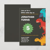 Moderner Dinosaurier-Kindergeburtstag Einladung (Vorne/Hinten)