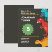 Moderner Dinosaurier-Kindergeburtstag Einladung (Vorne/Hinten)