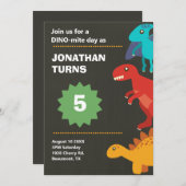 Moderner Dinosaurier-Kindergeburtstag Einladung (Vorne/Hinten)