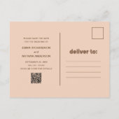 Moderner Disco-Text | Foto QR-Code Save the Date Ankündigungspostkarte (Rückseite)