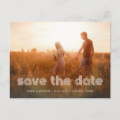 Moderner Disco-Text | Foto QR-Code Save the Date Ankündigungspostkarte (Vorderseite)