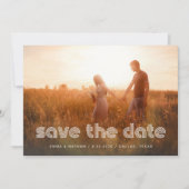 Moderner Disco-Text | Zwei Foto- und QR-Code Save The Date (Vorderseite)