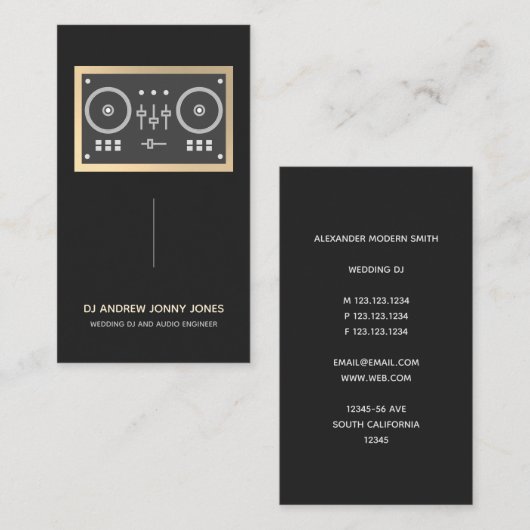 Moderner DJ-Controller - Gold-Imitat-Grenze Visitenkarte (Vorne/Hinten)