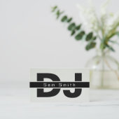 Moderner DJ-Hintergrund für Schwarz-Monogramm-Whit Visitenkarte (Stehend Vorderseite)