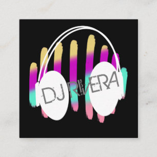 Moderner DJ Music Producer Neon Colorful Quadratische Visitenkarte