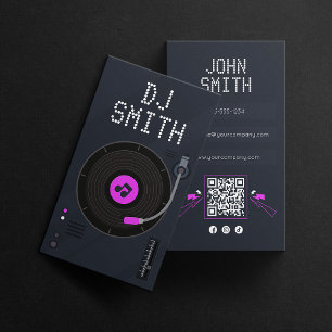 Moderner DJ Sänger DJ Vinyl DJ Musik QR Code Visitenkarte