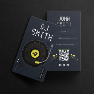 Moderner DJs Sänger DJ Vinyl Deejay Musik QR Code Visitenkarte