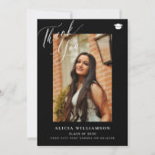 Moderner Doktorand Foto Schwarzer Abschluss Dankeskarte (Vorderseite)