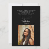 Moderner Doktorand Foto Schwarzer Abschluss Dankeskarte (Rückseite)