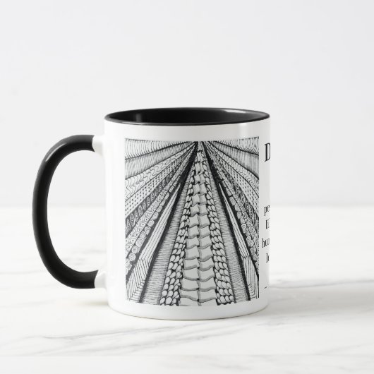 Moderner Doodle mit Zitat über Perspektive und Nam Tasse (Links)