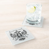 Moderner Doppelkopfadler Glasuntersetzer (Schrägansicht)