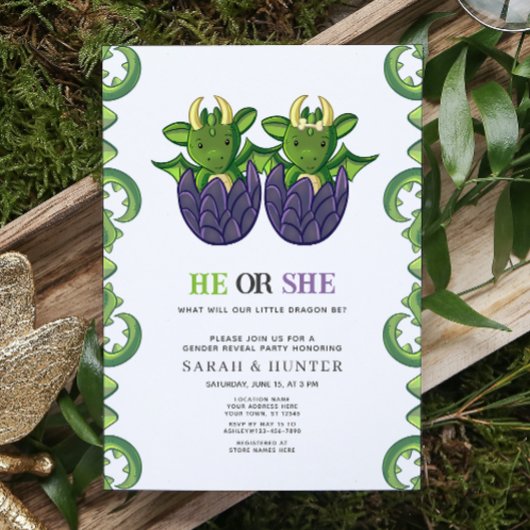 Moderner Drache, der er oder sie Geschlecht zeigt, Einladung