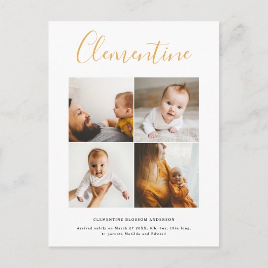 Moderner Drehbuchname Multi Foto Polka Punkt Postkarte (Vorderseite)