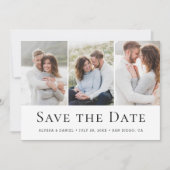 Moderner Drei-Foto-Hochzeitswebsite-QR-Code  Save The Date (Vorderseite)