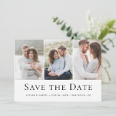 Moderner Drei-Foto-Hochzeitswebsite-QR-Code  Save The Date (Stehend Vorderseite)
