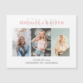 Moderner Dreimal Collage Rosa Abschluss Magnetkarte