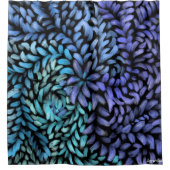 Moderner Druck mit aquamarinen und blauen Blättern Duschvorhang (Vorderseite)
