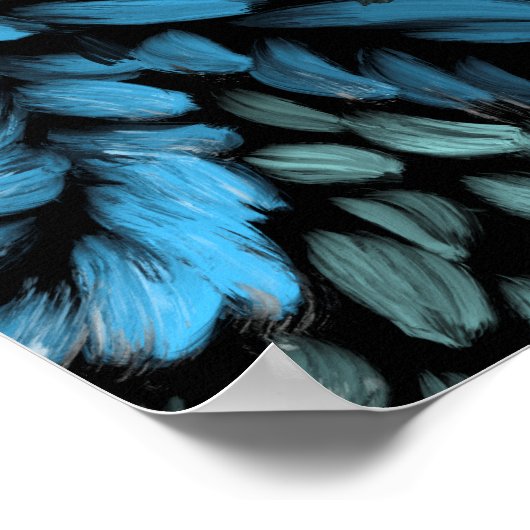 Moderner Druck mit aquamarinen und blauen Blättern Poster (Ecke)