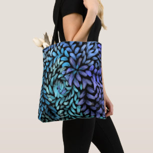 Moderner Druck mit aquamarinen und blauen Blättern Tasche