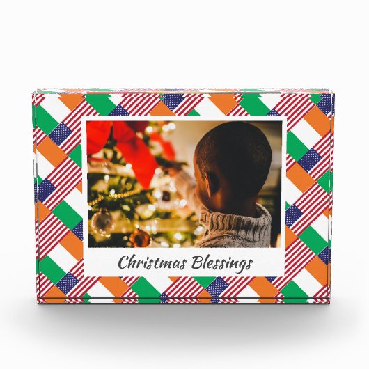 Moderner DUAL IRISH AMERIKA Weihnachtskeepake Fotoblock (Vorderseite)