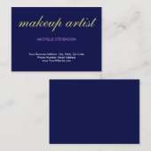 Moderner Dunkelblau Stilvoll Schlichter Makeup-Kün Visitenkarte (Vorne/Hinten)
