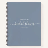 Moderner, dunkelblauer Chic Script-Brautparty Gast Notizblock (Vorderseite)