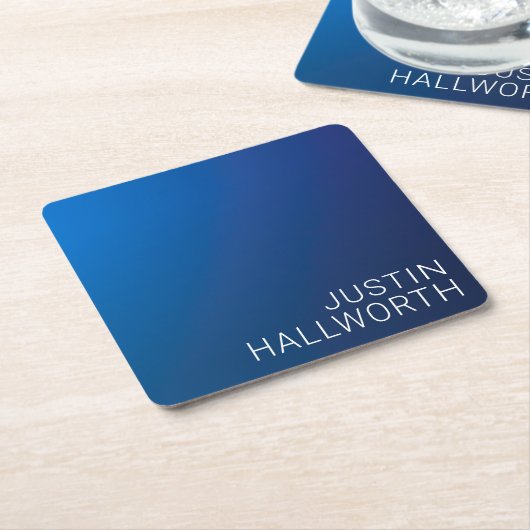 Moderner dunkelblauer Farbverlauf und minimaler be Rechteckiger Pappuntersetzer (angewinkelt)