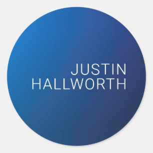 Moderner dunkelblauer Farbverlauf und minimaler be Runder Aufkleber