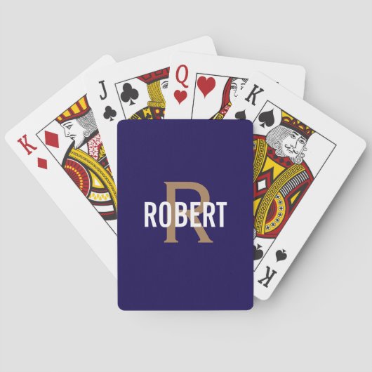 Moderner dunkelblauer Name Spielkarten (Rückseite)