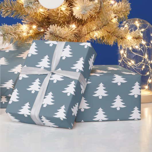 Moderner, dunkelblauer Weihnachtsbaum Muster Urlau Geschenkpapier (Feiertage)