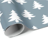 Moderner, dunkelblauer Weihnachtsbaum Muster Urlau Geschenkpapier (Rolleneckpunkt)