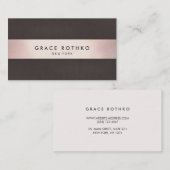 Moderner Dunkelbraune Rose Goldstreifen Visitenkarte (Vorne/Hinten)