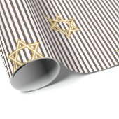 Moderner Dunkelbrauner Jüdischer Goldener Davidste Geschenkpapier (Rolleneckpunkt)